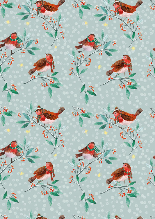 Dotty Robin Gift Wrap