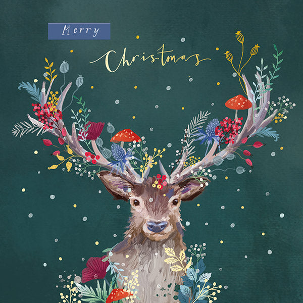Floral Reindeer Christmas Cards